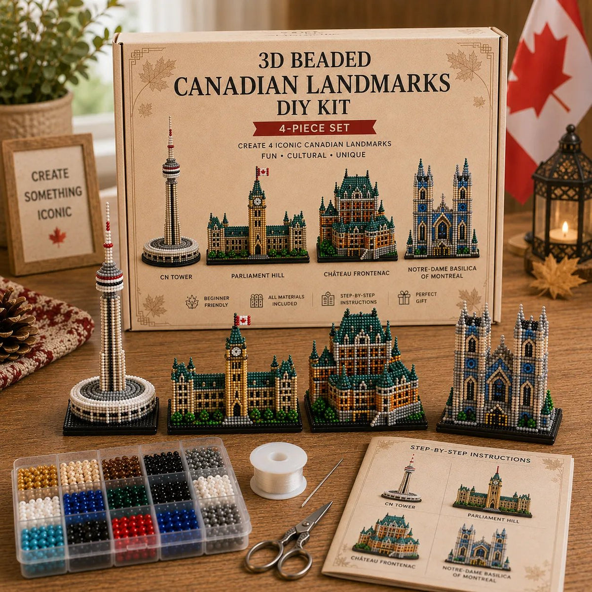 🌍 3D Beaded World Landmarks DIY Kit
