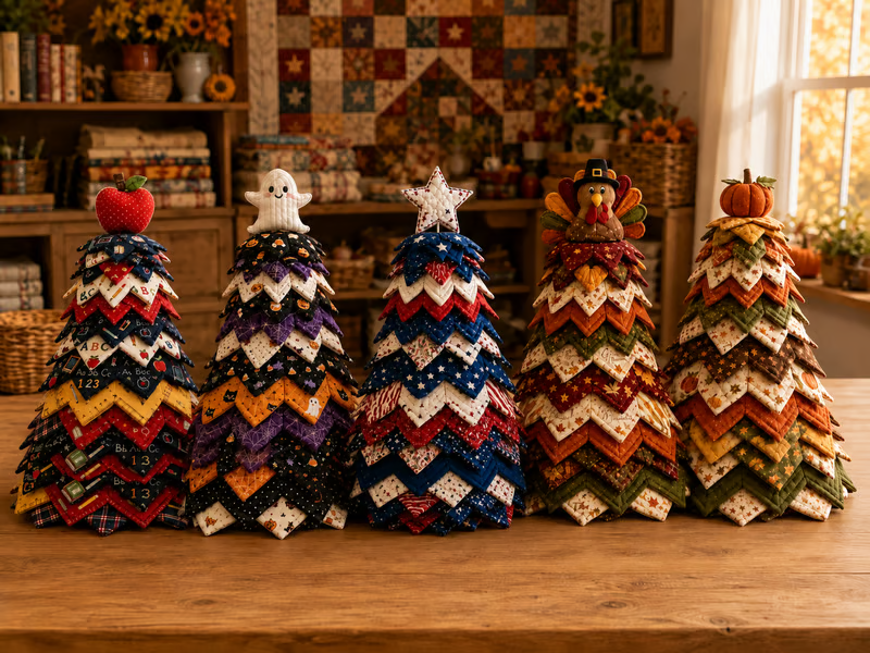 🔥LAST DAY 50% OFF - 🎄Americana Christmas Tree Quilt Kit – Easy Layered Fabric Holiday Décor for Quilting Lovers