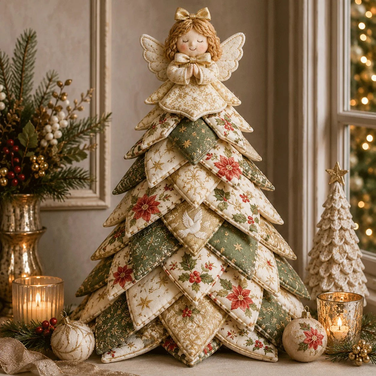 DIY Quilted Christmas Tree Kit – Handmade Fabric Holiday Tabletop Tree Decor
