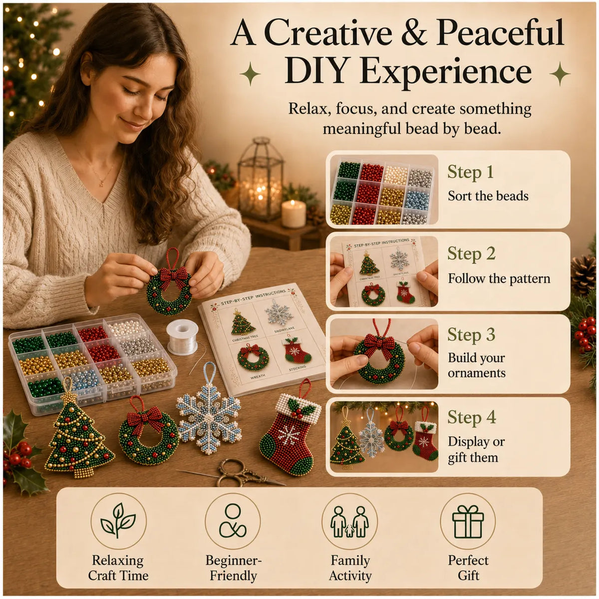 Christmas Beaded Ornaments DIY Kit