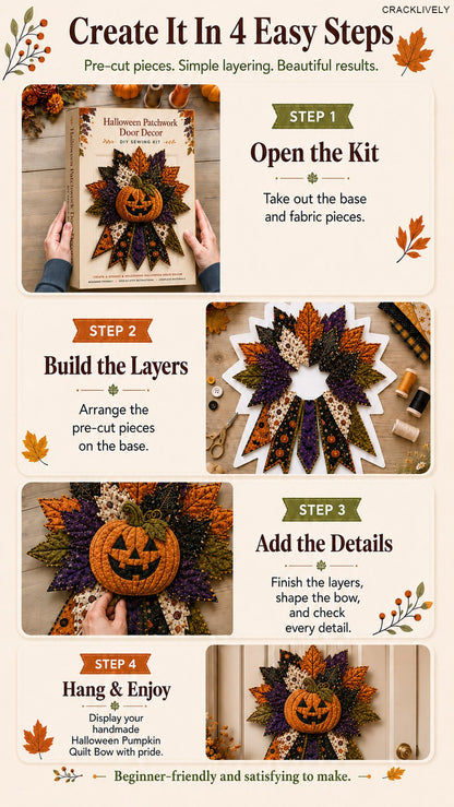 💥DIY Quilted Halloween Pumpkin Door Hanger Kit