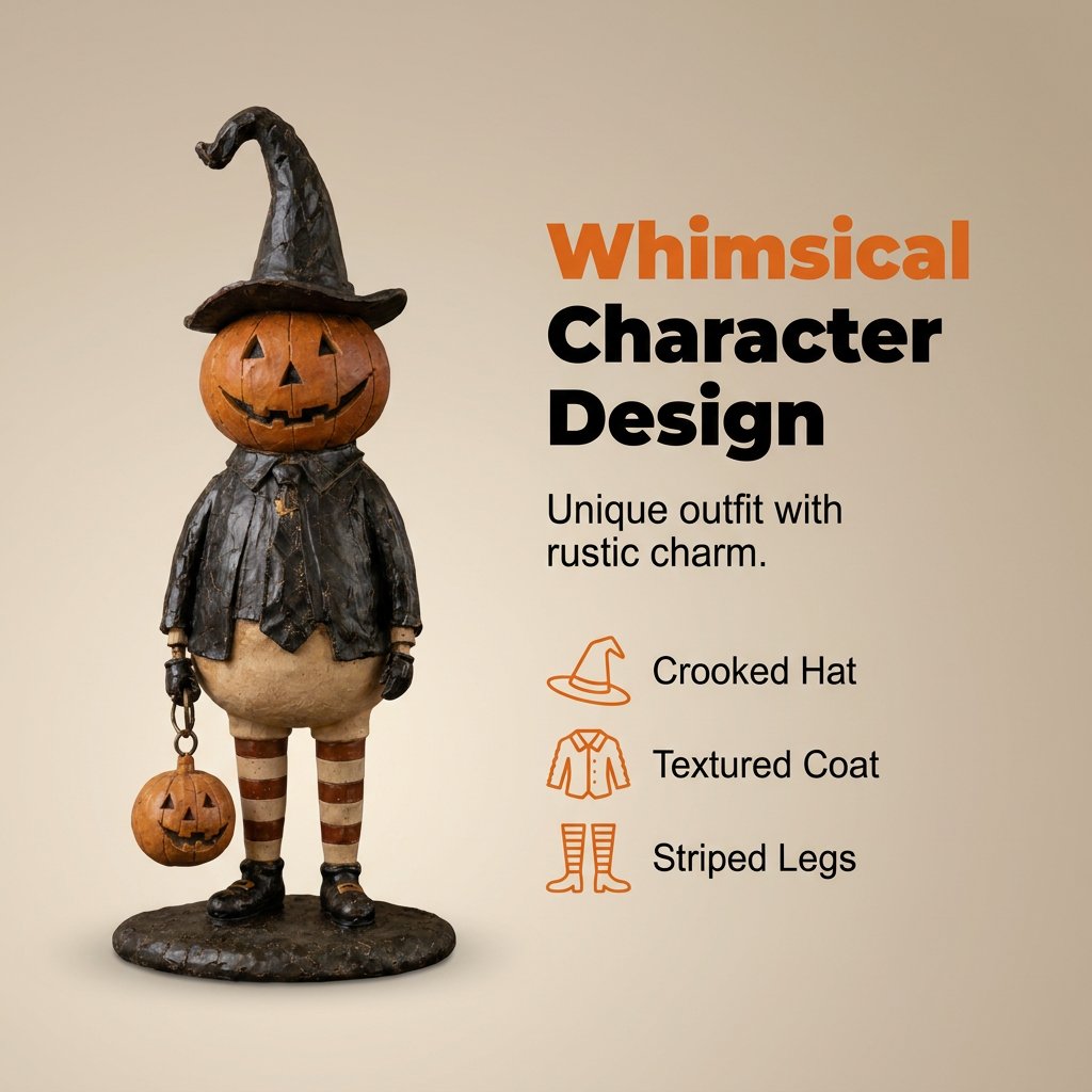 🎃 Pumpkin Witch Lantern Halloween Statue