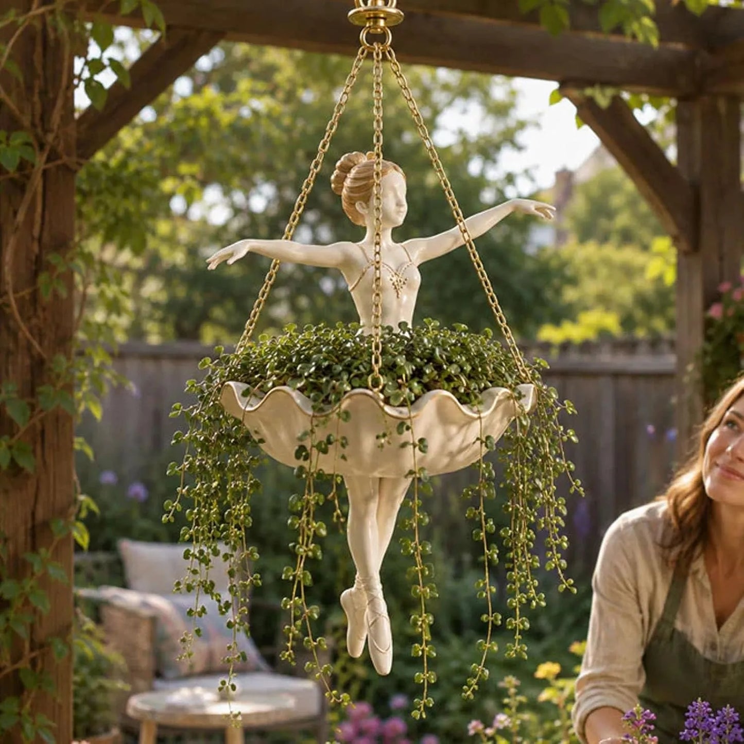 🌿Ballet Dancer Hanging Planter – Graceful Artistry, Living Greenery 🩰🌿