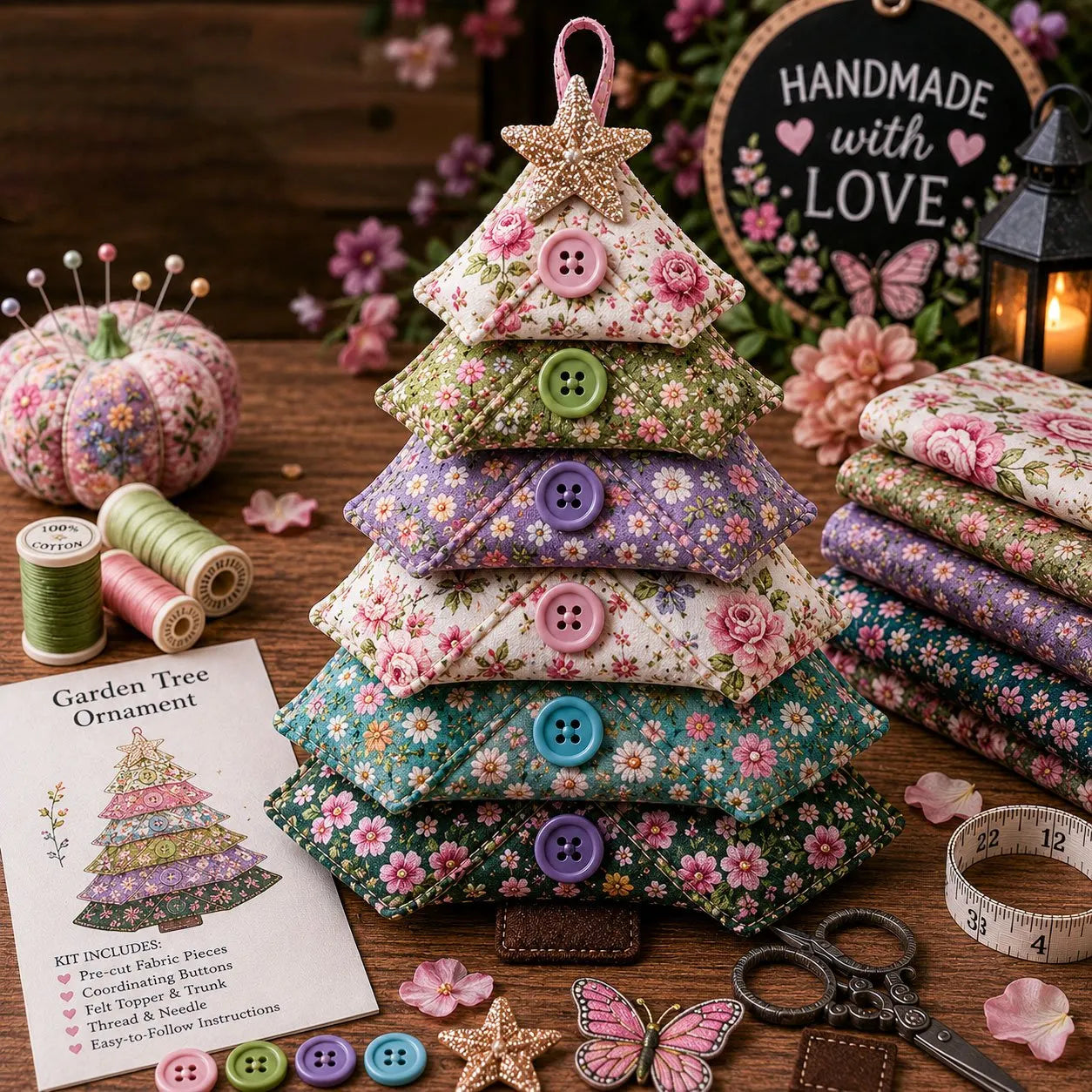 🎁🧵Layered Fabric Tree Ornament DIY Sewing Kit