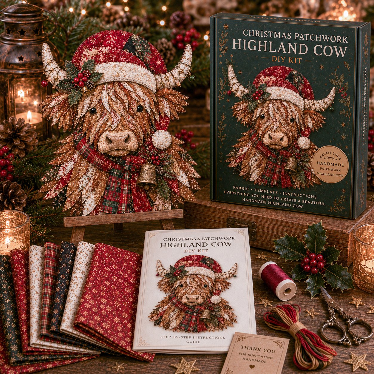 💥🏆Christmas Patchwork Fabric DIY Decor Kit