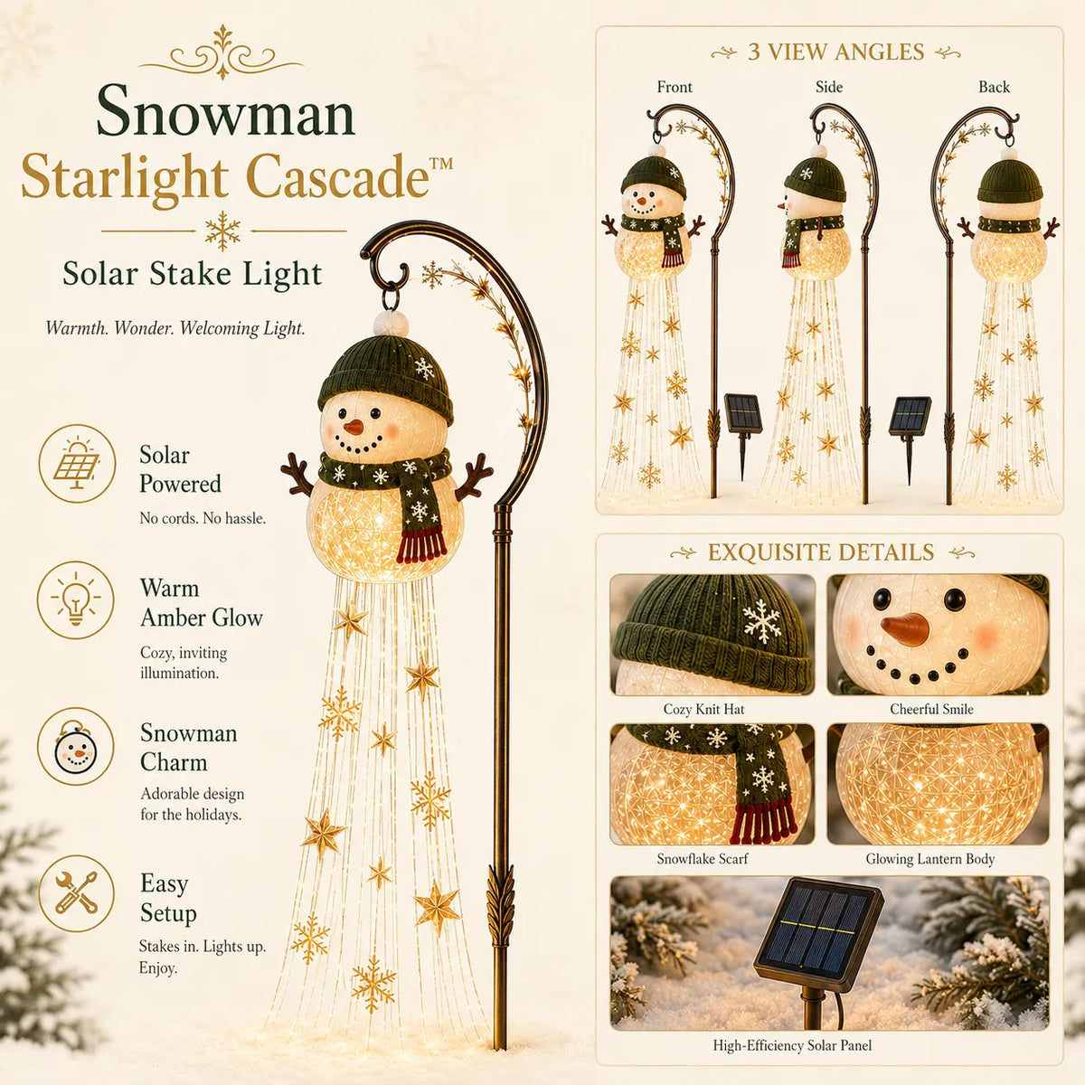 ☃️Snowman Sparkle CascadeTM Solar Garden Light