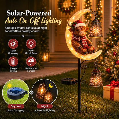 🐮🌙 Highland Cow Moon Solar Garden Light