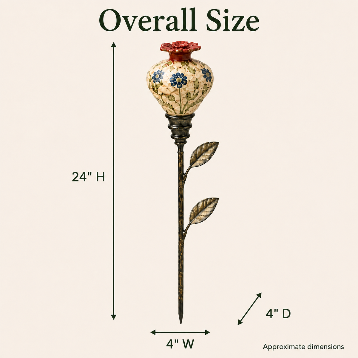 🌿 Vintage Ceramic Garden Stake – Handcrafted Floral Charm for Your Flower Beds 🌺