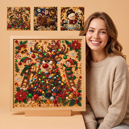 ✨Complete Craft Tools Holiday‐Themed Wooden Frame Decor Art