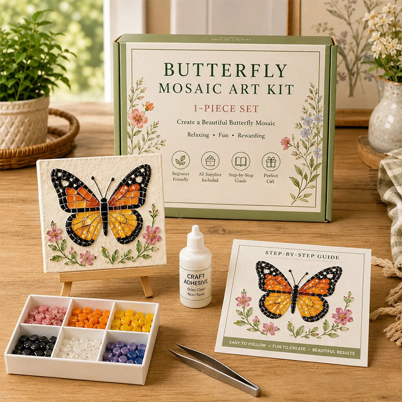 Vintage Watering Can Mosaic Art Kit – DIY Floral Garden Themed Craft, Handmade Indoor & Outdoor Wall Decor