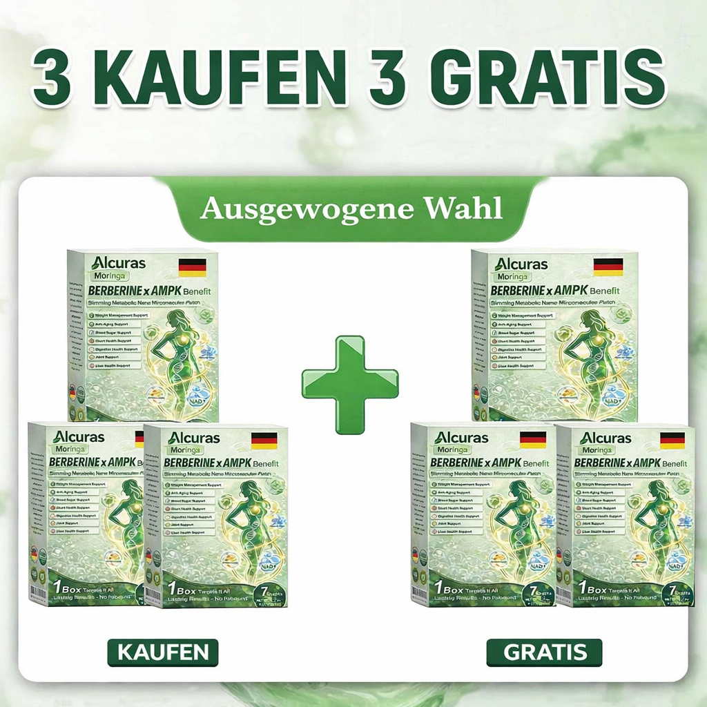 Offizieller Store | Alcuras Moringa × Berberin × AMPK 8-fach Slimming & Stoffwechsel-Nano-Mikronadel-Patch 🇺🇸 Nur 1× täglich · Sichtbare Veränderungen in 7 Tagen