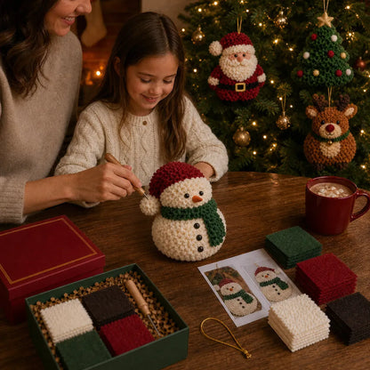 🎄3D Fabric Poke Christmas Ornament DIY Kit Collection | Complete Kit with Pre-Cut Fabrics, Stuffed Felt Base, Poking Tool & Step-by-Step Guide Included 💕