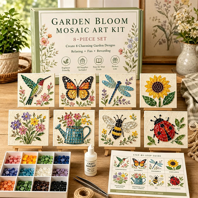 Vintage Watering Can Mosaic Art Kit – DIY Floral Garden Themed Craft, Handmade Indoor & Outdoor Wall Decor