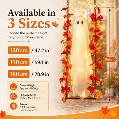 👻🍁Light-Up Maple Ghost Swing Halloween Decoration