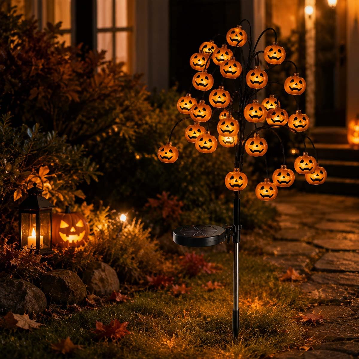 🎃Pumpkin Solar Branch Lights, 20 LED Twinkling Halloween Waterproof Outdoor Stake Decor for Yard Garden Patio