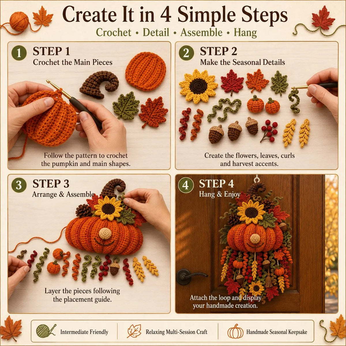 🧶DIY Seasonal 3D Crochet Door Hanger Kit Collection