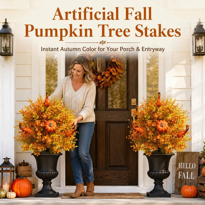 🍂🎃Artificial Autumn Halloween Pumpkin & Tree Stump Decoration