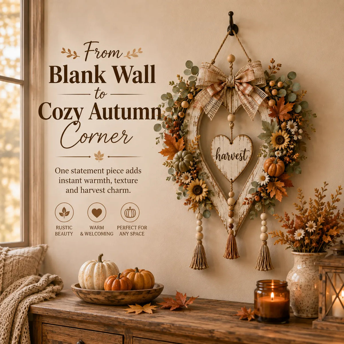 🍂🤎Harvest Heart Farmhouse Wall Decor