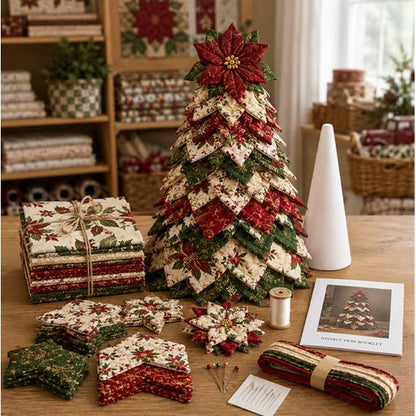 🎄🧵DIY Quilted Christmas Tree Kit – Handmade Fabric Holiday Tabletop Tree Decor