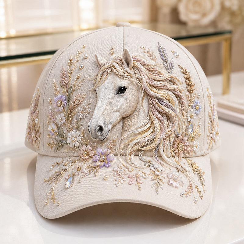 🌸Stitch Your Own Elegant Horse Hat 🐴3D Horse Embroidery Cap