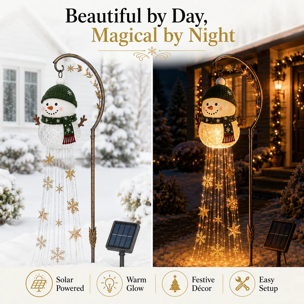☃️Snowman Sparkle CascadeTM Solar Garden Light