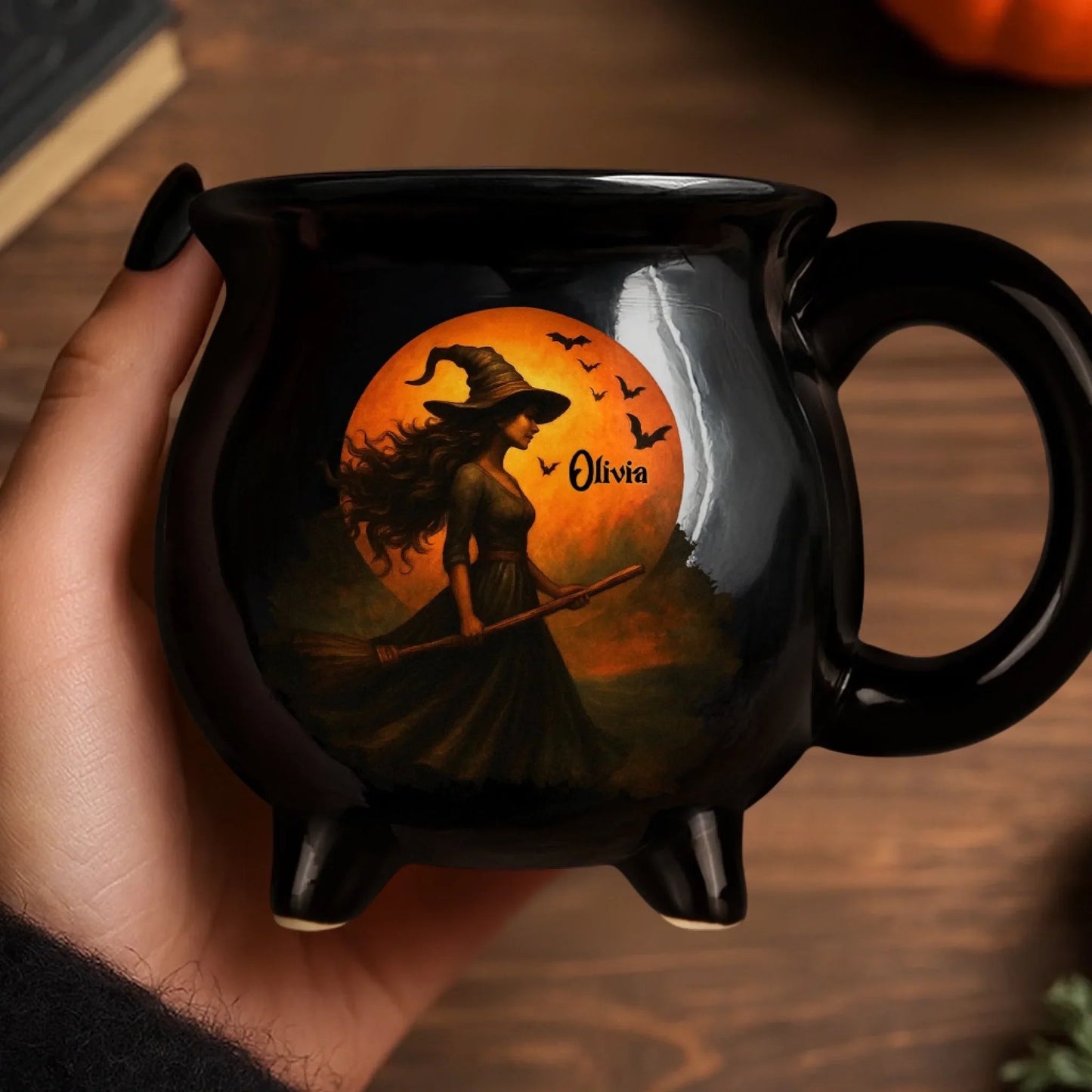 💥🏆Custom Witch Cauldron Coffee Mug - Personalized Halloween Witchy Gifts For Besties, Sisters, BFF, Family, Yourself - Witching You A Wicked Brew