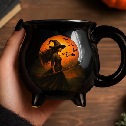 💥🏆Custom Witch Cauldron Coffee Mug - Personalized Halloween Witchy Gifts For Besties, Sisters, BFF, Family, Yourself - Witching You A Wicked Brew
