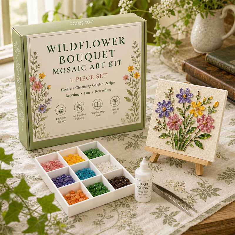 Vintage Watering Can Mosaic Art Kit – DIY Floral Garden Themed Craft, Handmade Indoor & Outdoor Wall Decor