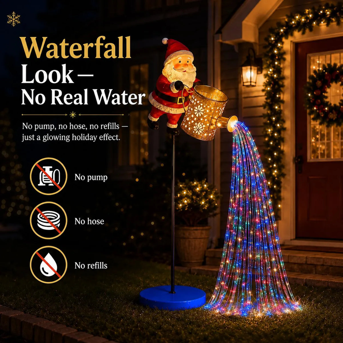 Solar Santa Waterfall Christmas Light
