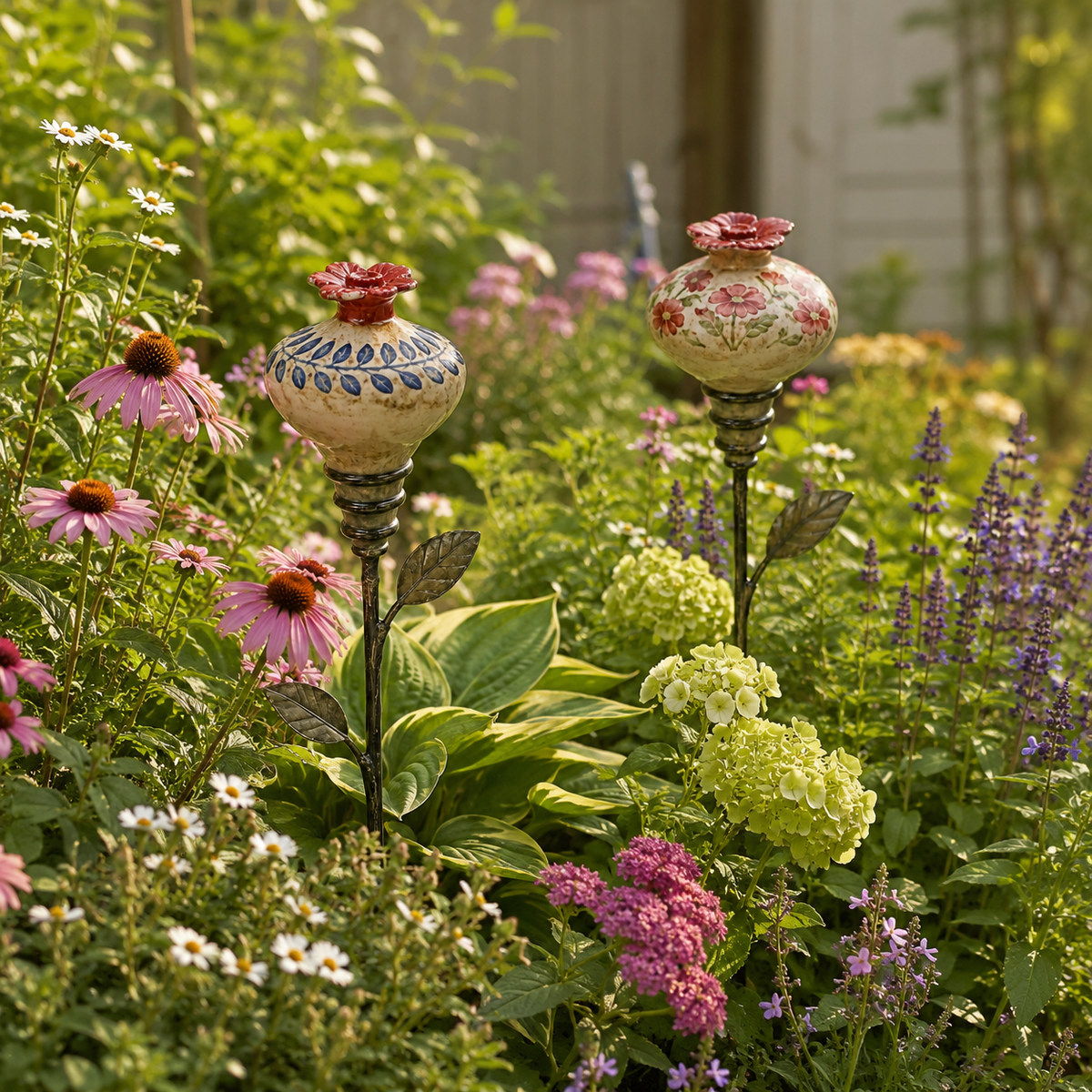 🌿 Vintage Ceramic Garden Stake – Handcrafted Floral Charm for Your Flower Beds 🌺