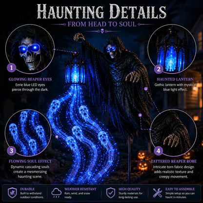 💀Halloween Soul Harvester Animated Garden Light(Powered by solar panels)