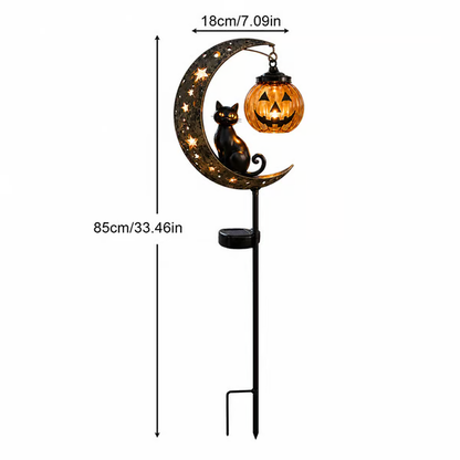 🎃Solar Halloween Black Cat & Pumpkin Moon Garden Stake Light