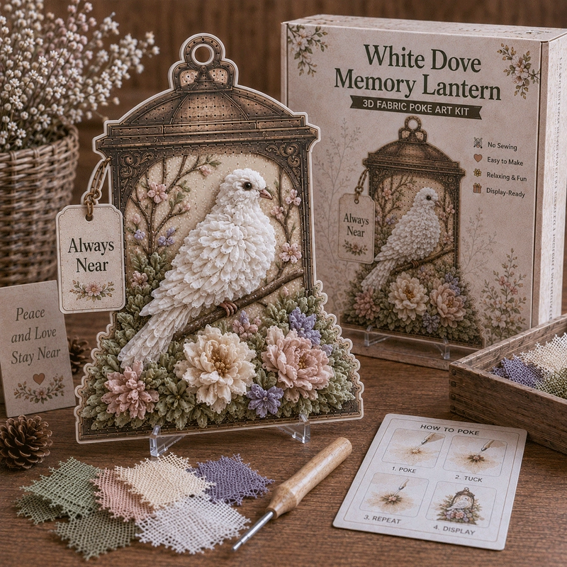 🕊️ Always Near 3D Fabric Poke Art Memory Lantern Kit