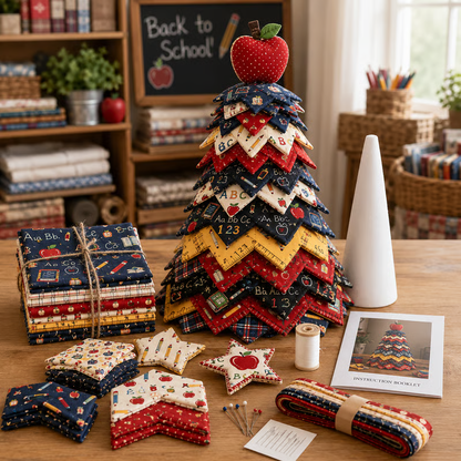 🔥LAST DAY 50% OFF - 🎄Americana Christmas Tree Quilt Kit – Easy Layered Fabric Holiday Décor for Quilting Lovers