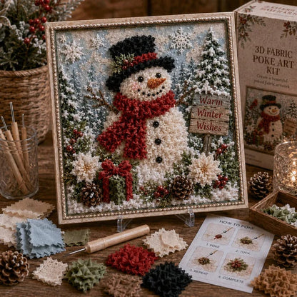 🎄DIY 3D Fabric Poke Art Christmas Keepsake Kit – No-Sewing Holiday Craft with Display Stand ✨