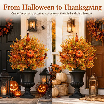 🍂🎃Artificial Autumn Halloween Pumpkin & Tree Stump Decoration