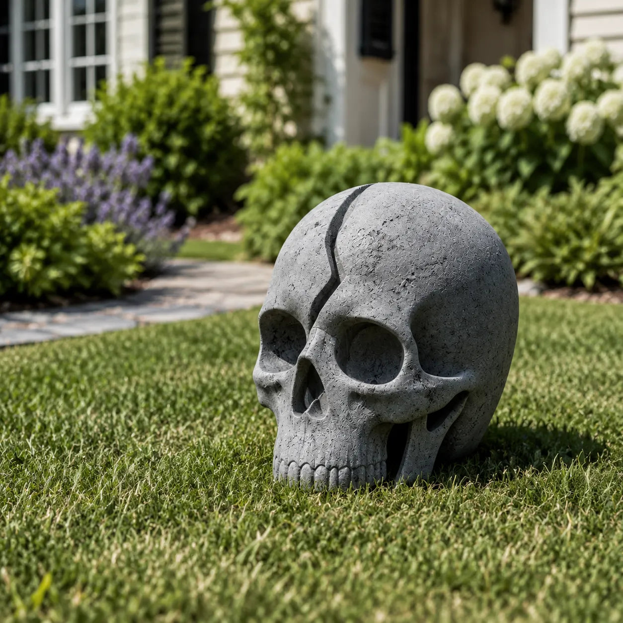 💀 Cracked Skull Solar Garden Light
