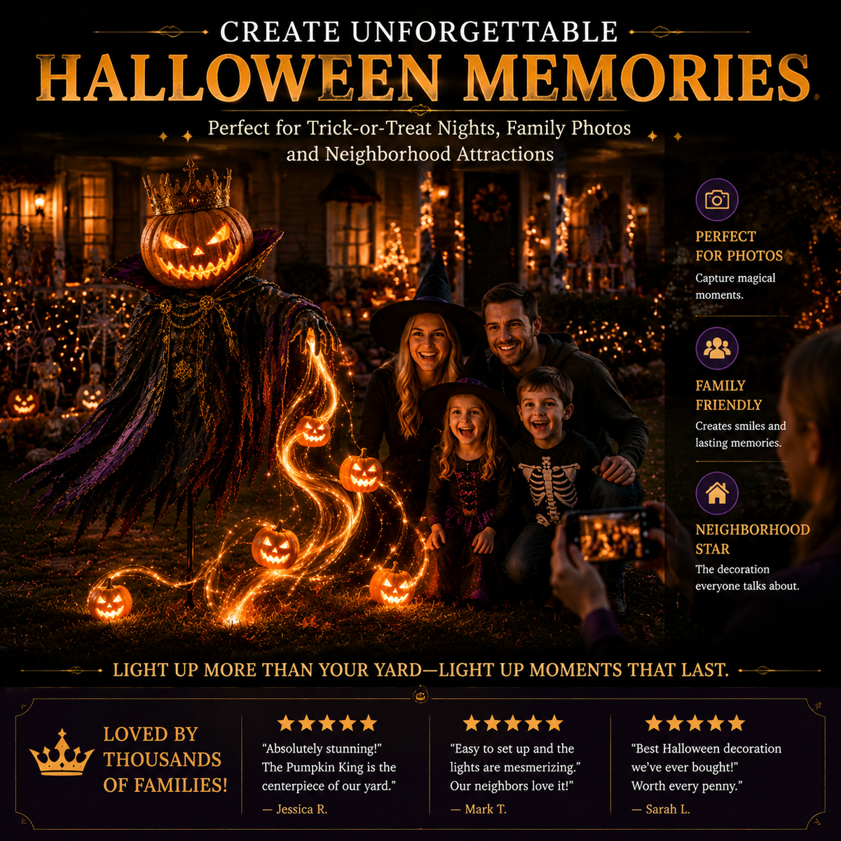 🎃Pumpkin King AwakeningTM – Flowing LED Halloween Yard Light