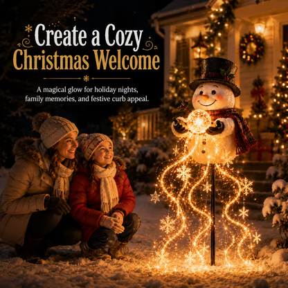 ⛄❄️Snowman Magic Fountain-Flowing Snowflake LED Christmas Garden Light