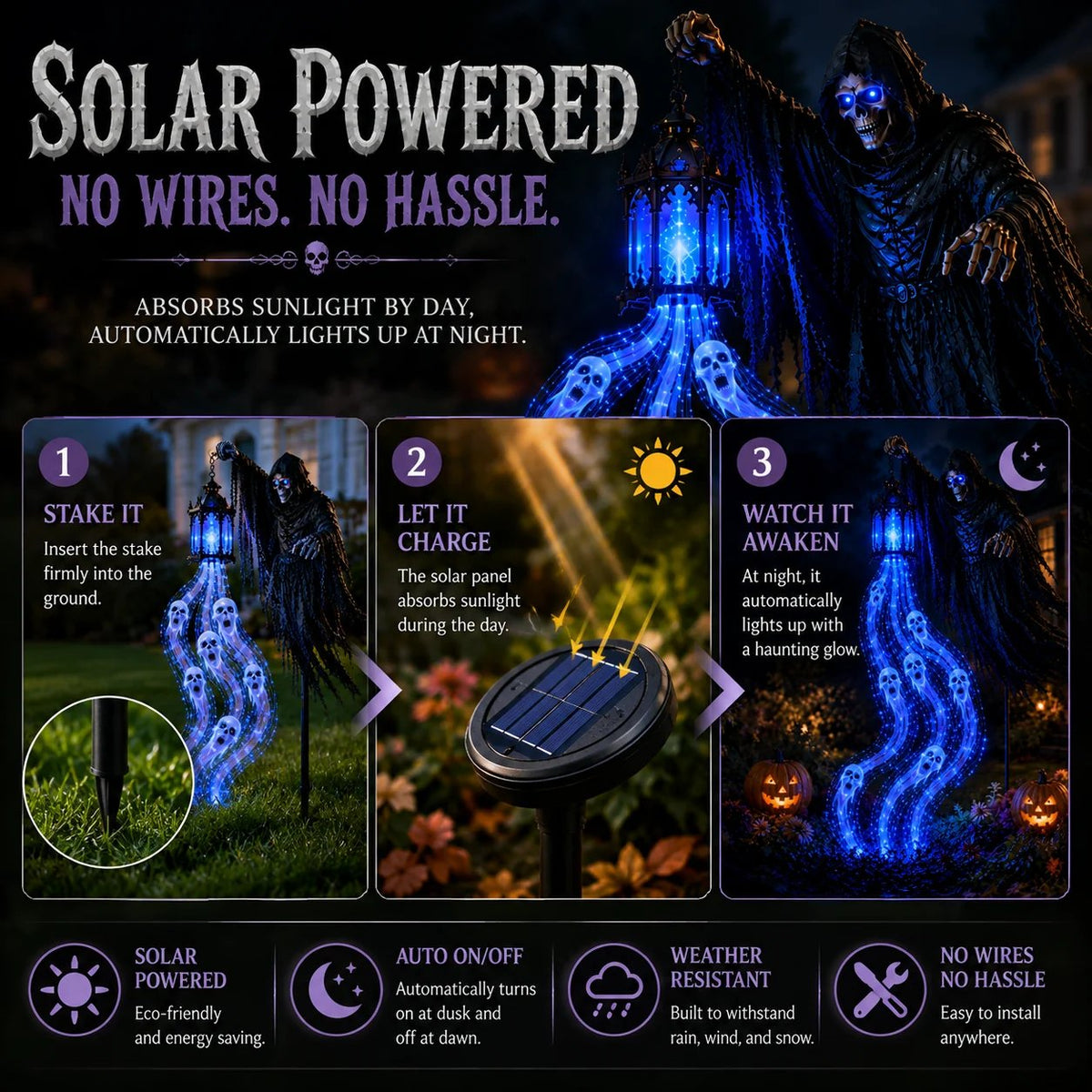 💀🎁Animated Halloween Soul Harvester Garden Light Collection