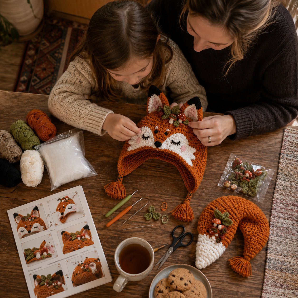 ❤️✨ Cute Animal Crochet Kit for Beginners | Handmade Winter Hat Craft Kit | Complete Amigurumi Crochet Set🧶🎭✨