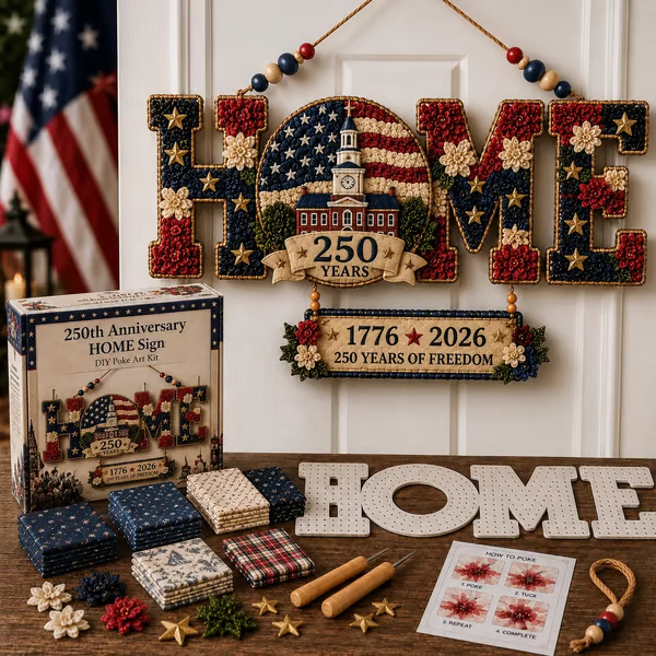 🔥49% Off Last Day - 🎄 ✨ DIY Fabric Poke Art HOME Sign Kit – No-Sew Seasonal Door & Wall Hanging Craft 🏡(📦Buy 2 Free Shipping)