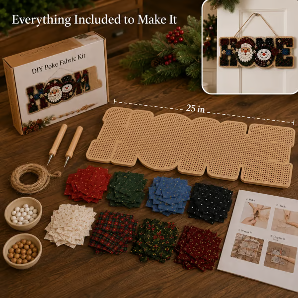 🔥49% Off Last Day - 🎄 ✨ DIY Fabric Poke Art HOME Sign Kit – No-Sew Seasonal Door & Wall Hanging Craft 🏡(📦Buy 2 Free Shipping)