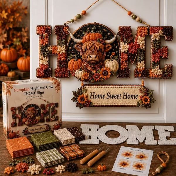 🔥49% Off Last Day - 🎄 ✨ DIY Fabric Poke Art HOME Sign Kit – No-Sew Seasonal Door & Wall Hanging Craft 🏡(📦Buy 2 Free Shipping)