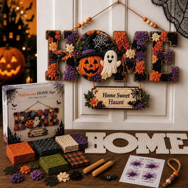 🔥49% Off Last Day - 🎄 ✨ DIY Fabric Poke Art HOME Sign Kit – No-Sew Seasonal Door & Wall Hanging Craft 🏡(📦Buy 2 Free Shipping)