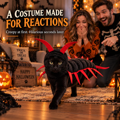 😺Halloween Cat Centipede Costume – Funny 3D Padded Creepy Crawler Outfit for Cats