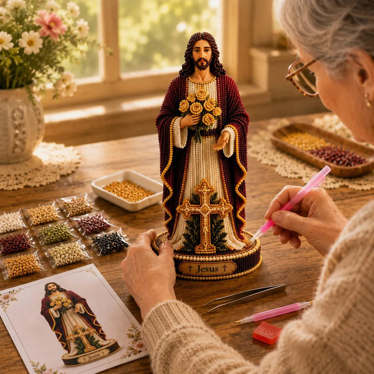 ✝️Sacred Jesus Statue 3D Beaded DIY Kit💕