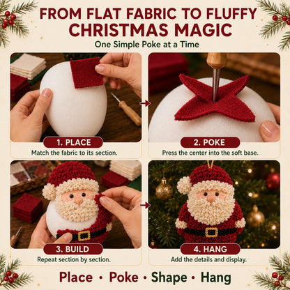 🎄3D Fabric Poke Christmas Ornament DIY Kit Collection | Complete Kit with Pre-Cut Fabrics, Stuffed Felt Base, Poking Tool & Step-by-Step Guide Included 💕