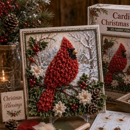 🎄DIY 3D Fabric Poke Art Christmas Keepsake Kit – No-Sewing Holiday Craft with Display Stand ✨