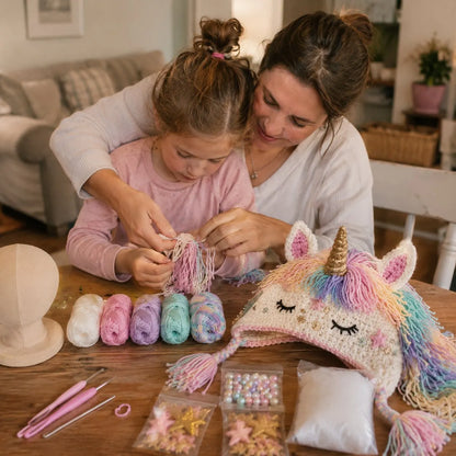 ❤️✨ Cute Animal Crochet Kit for Beginners | Handmade Winter Hat Craft Kit | Complete Amigurumi Crochet Set🧶🎭✨